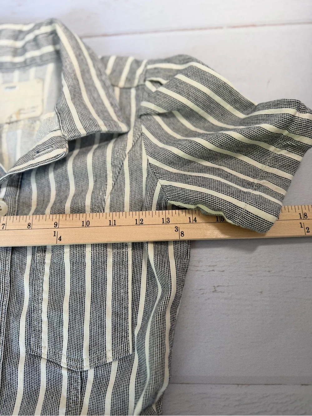 Pilcro Anthropologie Stripe Puff Sleeve Utility Romper Coastal Cottagecore 2